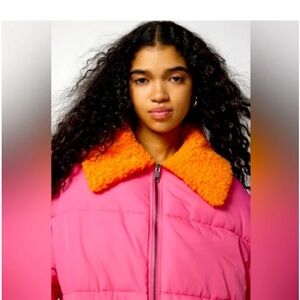 urban outfitters Duckie Faux Shearling Collar Puffer